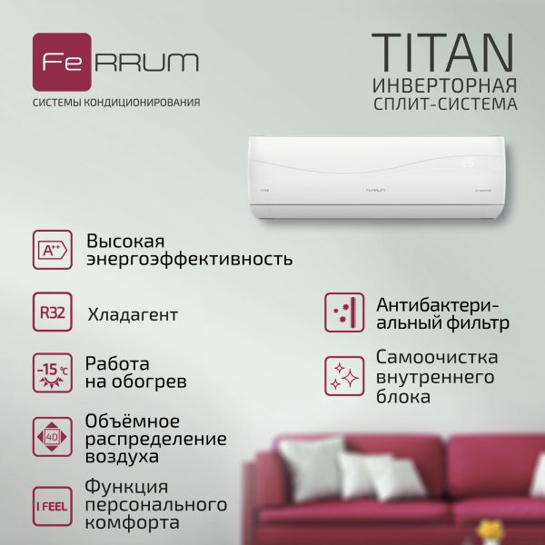 Сплит-система FeRRUM Titan inverter iFIS24VR1 / iFOS24VR1 — изображение 3